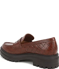 Vionic Georgia Embossed Woven Leather Lug Sole Loafers