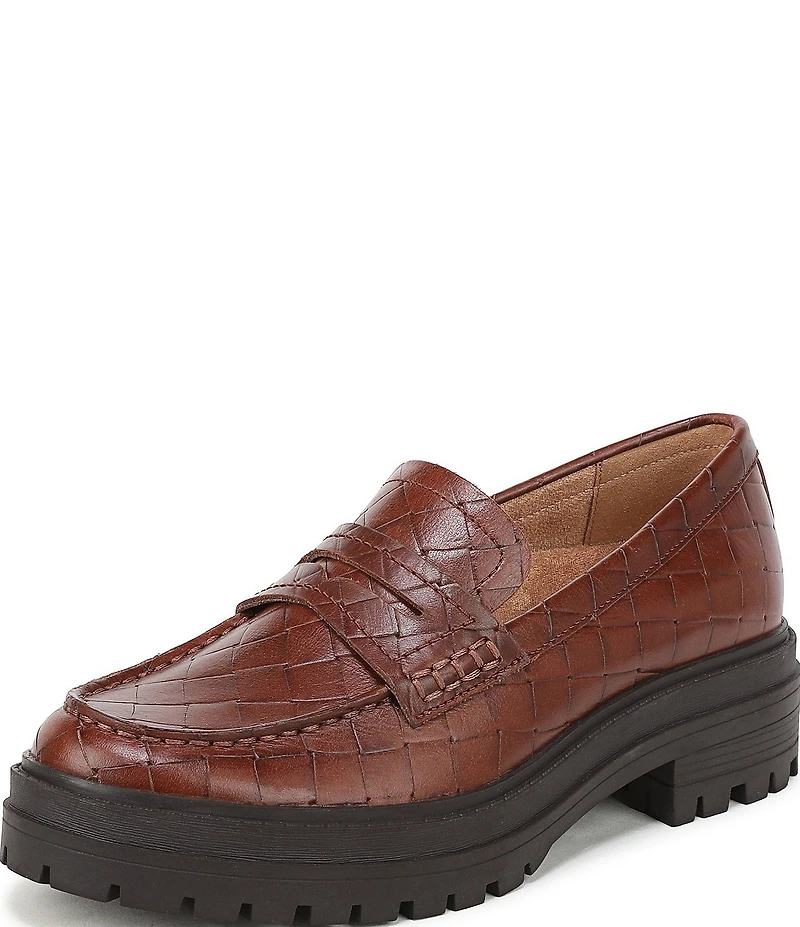 Vionic Georgia Embossed Woven Leather Lug Sole Loafers