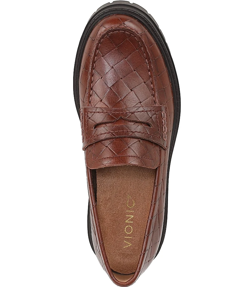 Vionic Georgia Embossed Woven Leather Lug Sole Loafers