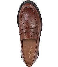 Vionic Georgia Embossed Woven Leather Lug Sole Loafers