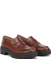 Vionic Georgia Embossed Woven Leather Lug Sole Loafers