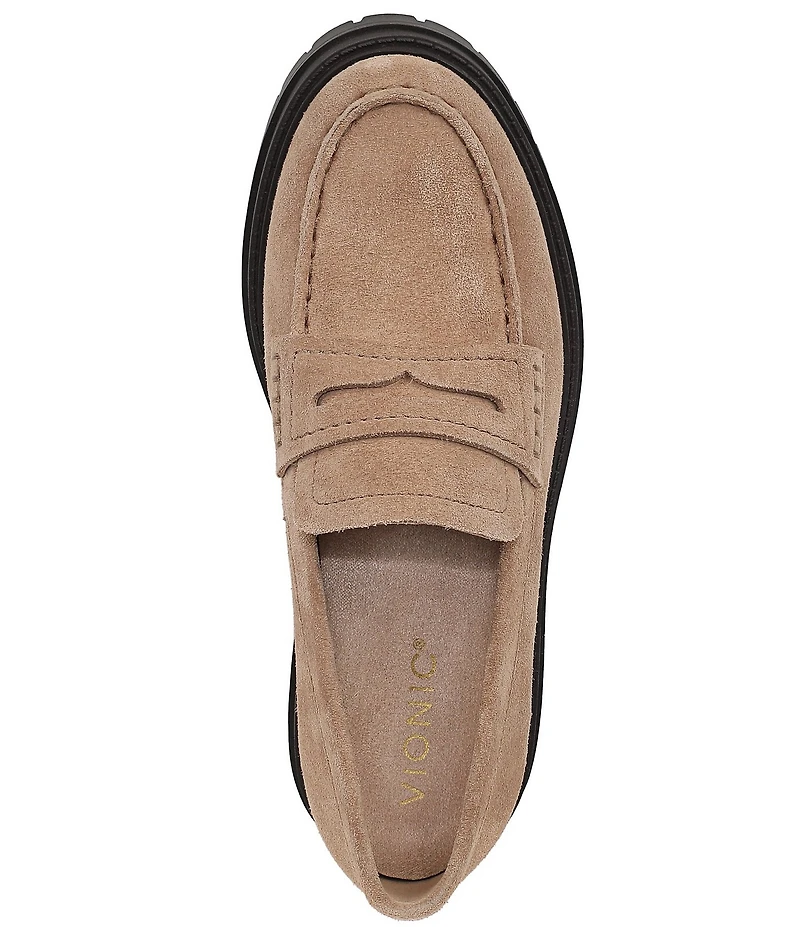 Vionic Georgia Suede Lug Sole Platform Penny Loafers