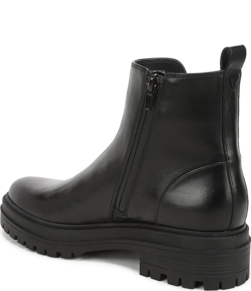 Vionic Georgina Water Repellent Tumbled Leather Lug Sole Booties