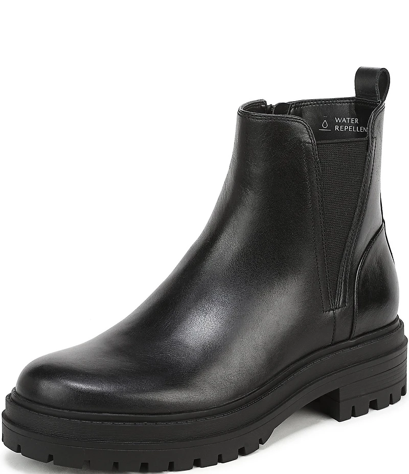 Vionic Georgina Water Repellent Tumbled Leather Lug Sole Booties