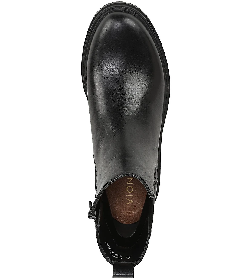 Vionic Georgina Water Repellent Tumbled Leather Lug Sole Booties