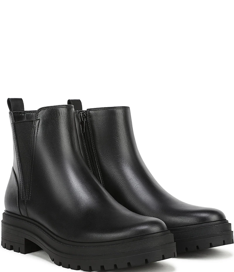 Vionic Georgina Water Repellent Tumbled Leather Lug Sole Booties