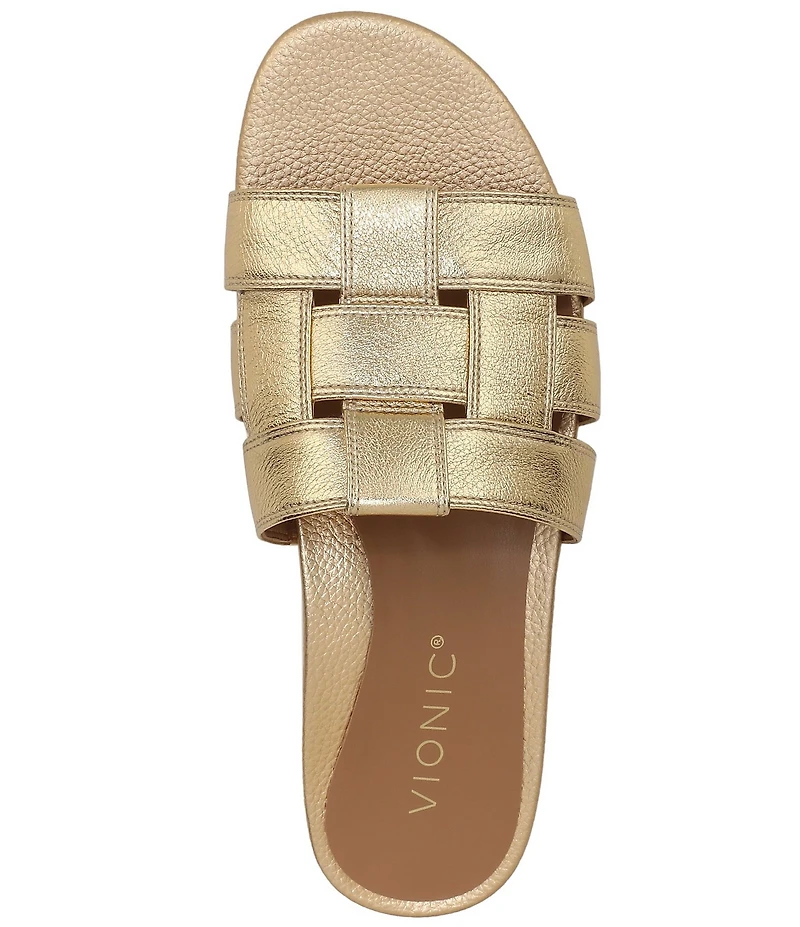 Vionic Glendora Leather Mini Wedge Sandals