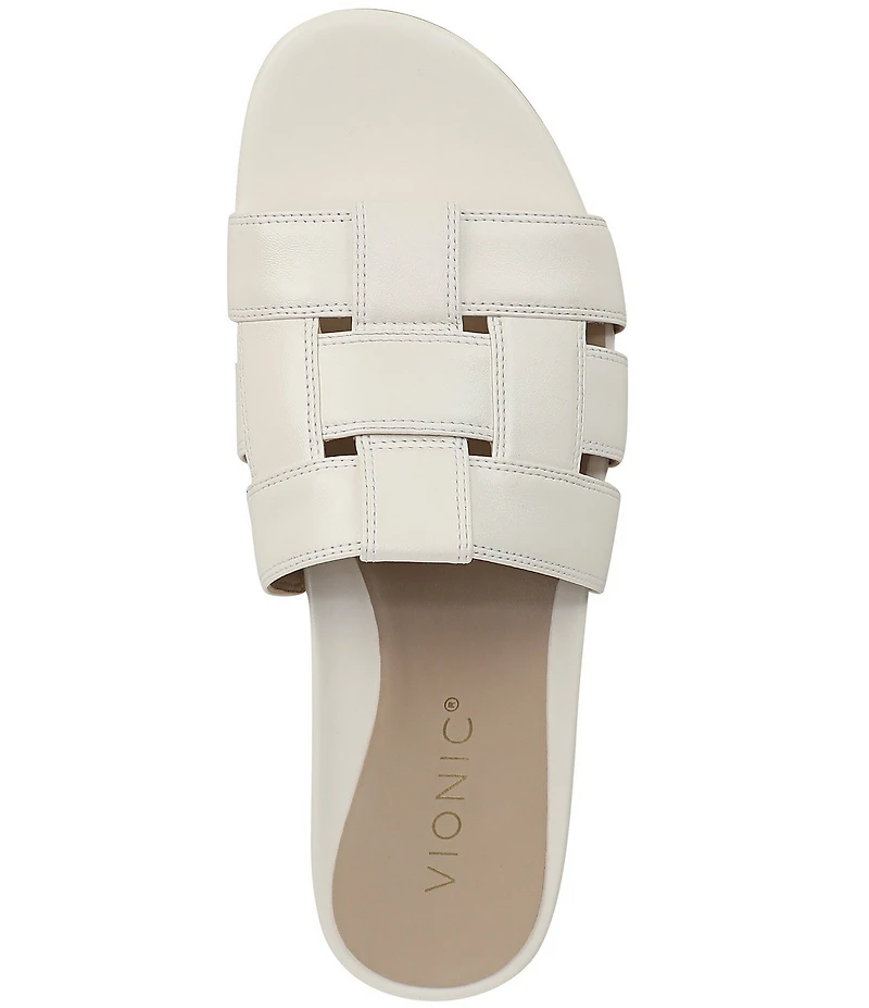 Vionic Glendora Leather Mini Wedge Sandals