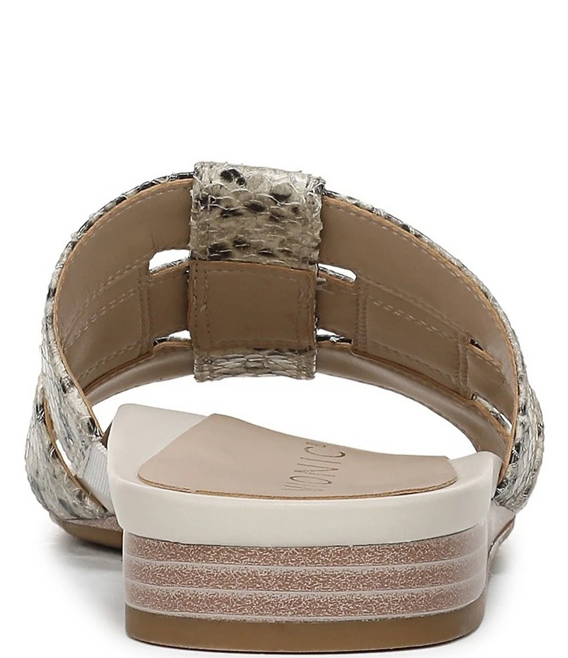 Vionic Glendora Leather Snake Print Mini Wedge Sandals