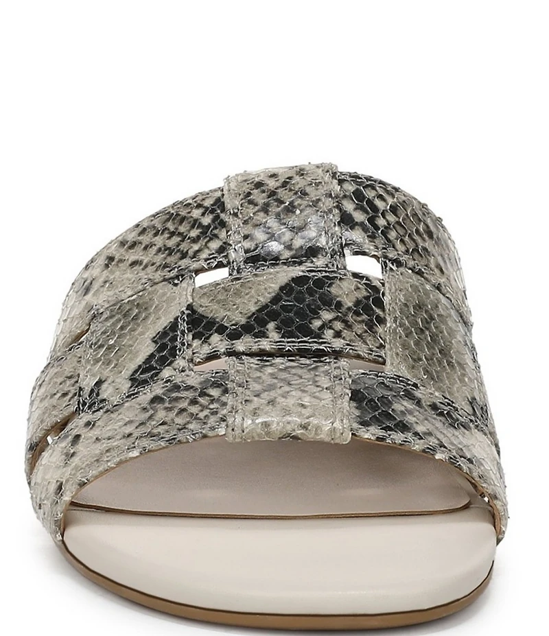 Vionic Glendora Leather Snake Print Mini Wedge Sandals