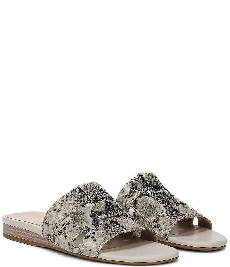 Vionic Glendora Leather Snake Print Mini Wedge Sandals
