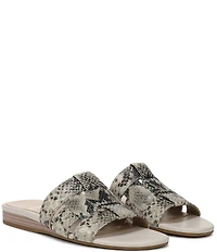 Vionic Glendora Leather Snake Print Mini Wedge Sandals