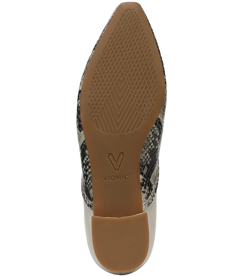 Vionic Gracia Leather Snake Print Flats