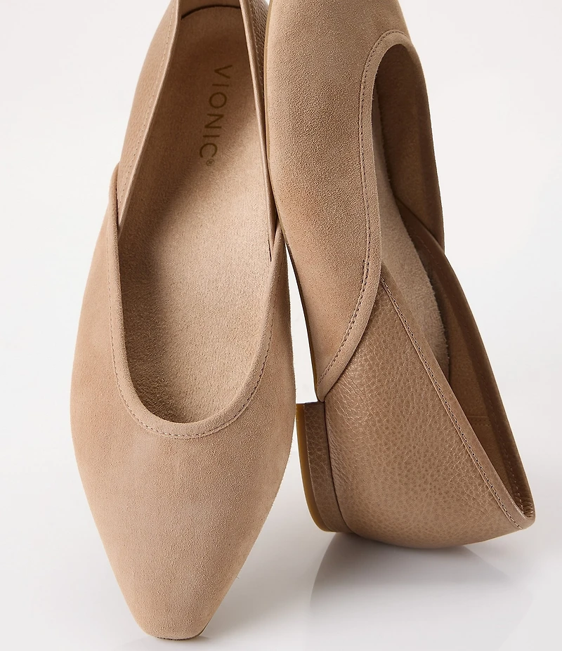 Vionic Gracia Suede Snip Toe Slip On Flats