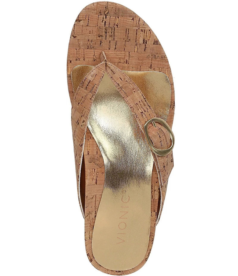 Vionic Grove Cork Mini Wedge Thong Sandals