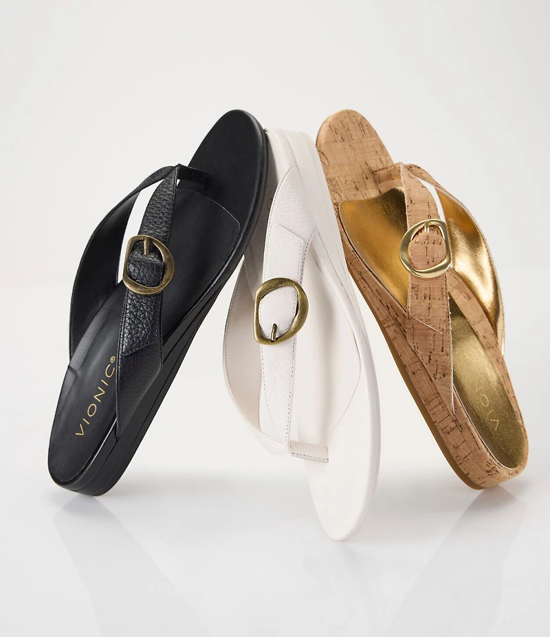 Vionic Grove Cork Mini Wedge Thong Sandals