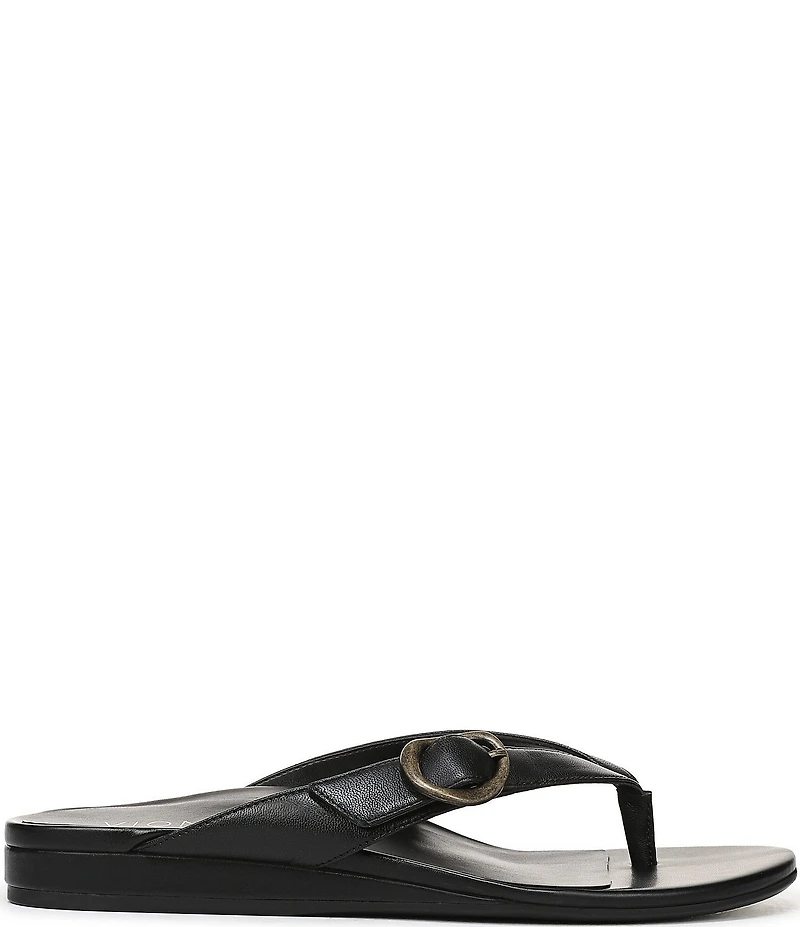 Vionic Grove Leather Mini Wedge Thong Sandals