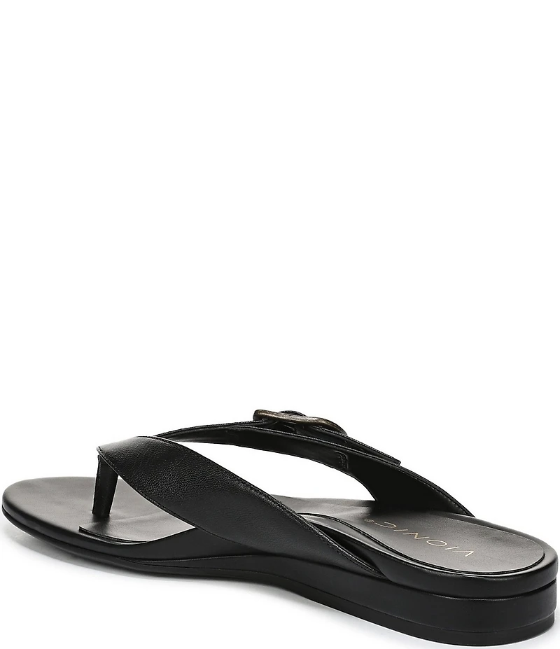 Vionic Grove Leather Mini Wedge Thong Sandals