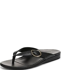 Vionic Grove Leather Mini Wedge Thong Sandals