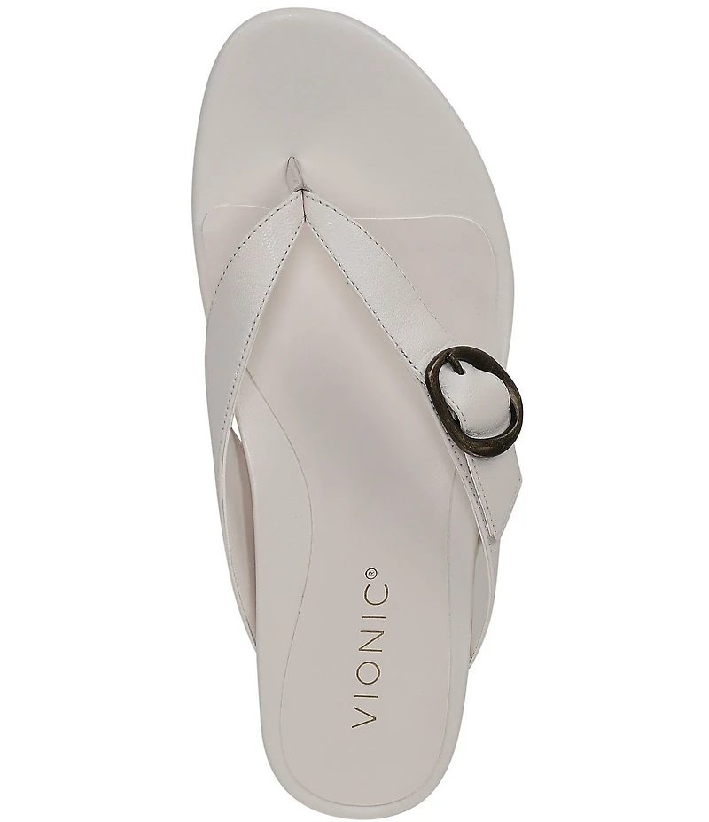 Vionic Grove Leather Mini Wedge Thong Sandals