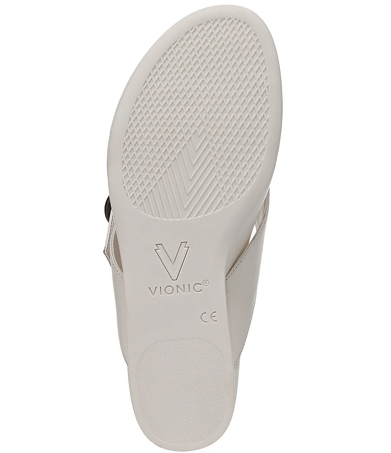 Vionic Grove Leather Mini Wedge Thong Sandals
