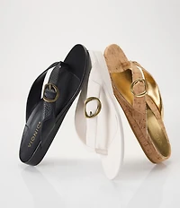 Vionic Grove Leather Mini Wedge Thong Sandals