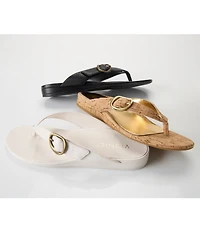 Vionic Grove Leather Mini Wedge Thong Sandals