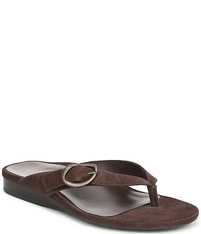 Vionic Grove Suede Mini Wedge Thong Sandals