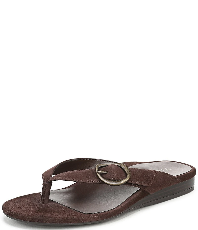 Vionic Grove Suede Mini Wedge Thong Sandals
