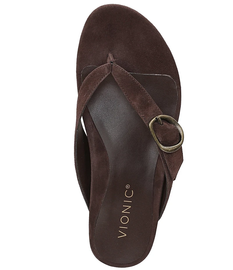 Vionic Grove Suede Mini Wedge Thong Sandals