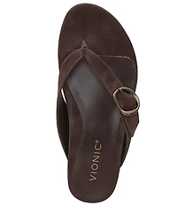 Vionic Grove Suede Mini Wedge Thong Sandals