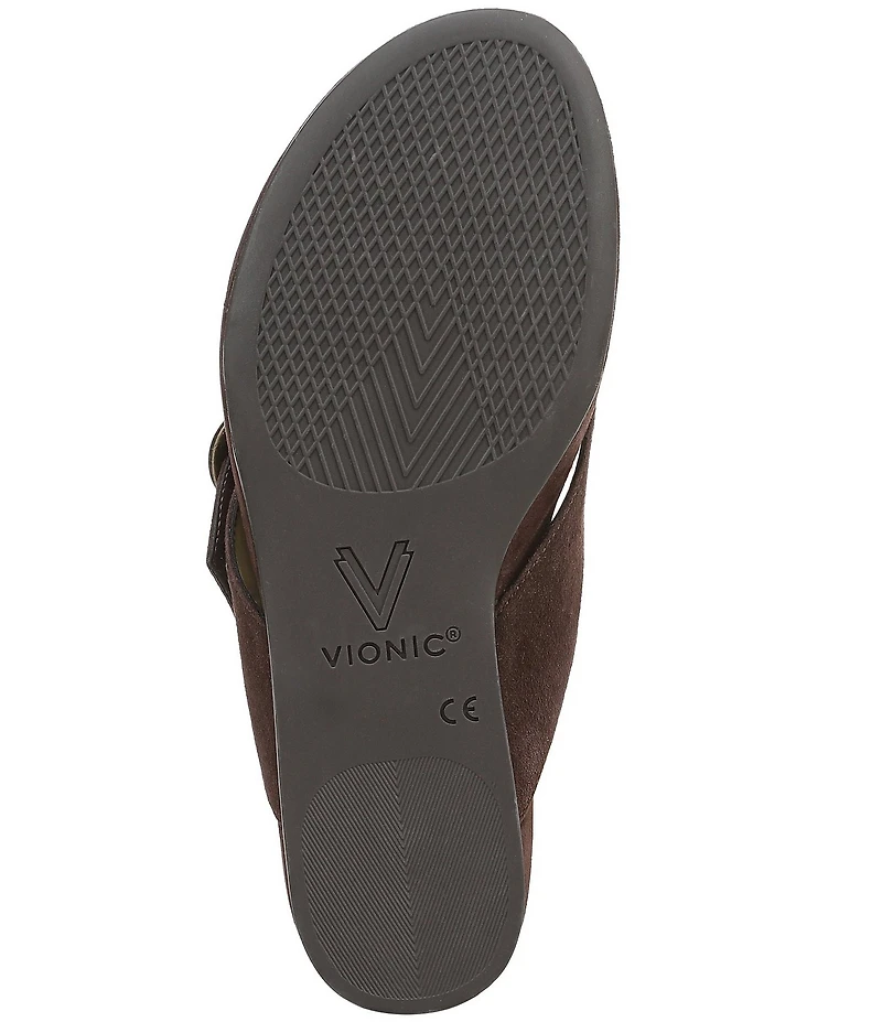 Vionic Grove Suede Mini Wedge Thong Sandals