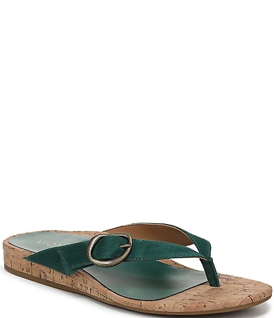 Vionic Grove Suede Mini Wedge Thong Sandals