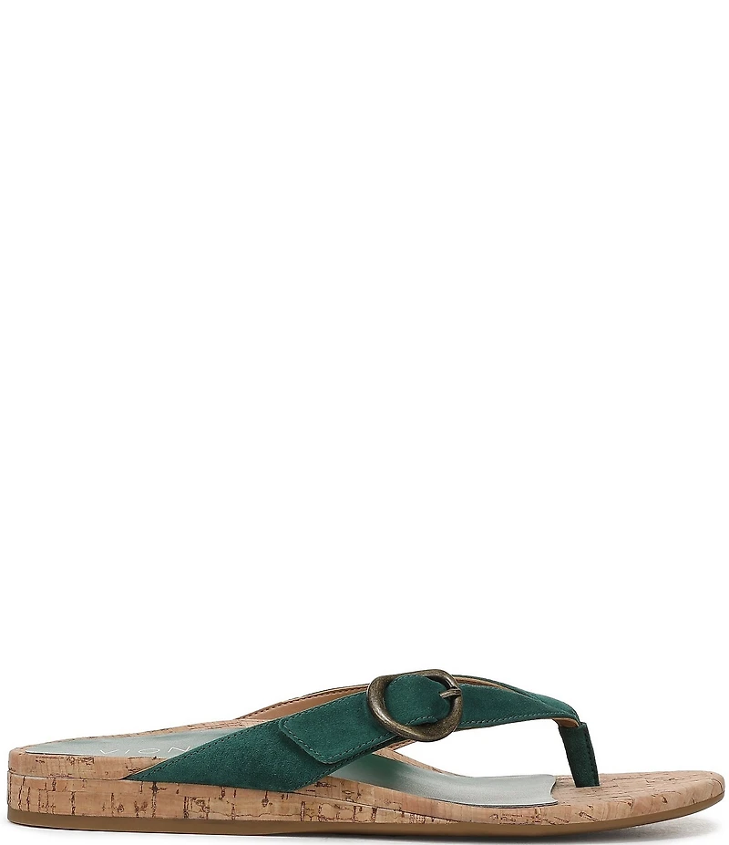 Vionic Grove Suede Mini Wedge Thong Sandals