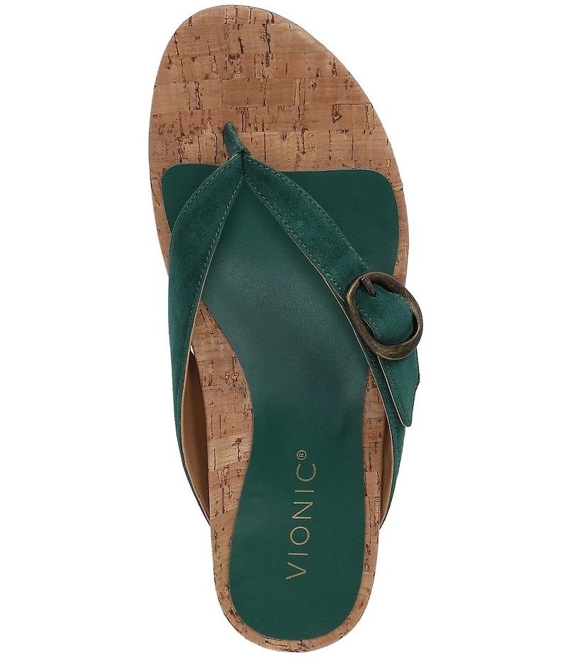 Vionic Grove Suede Mini Wedge Thong Sandals