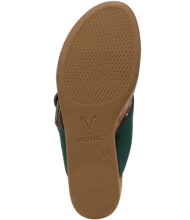 Vionic Grove Suede Mini Wedge Thong Sandals