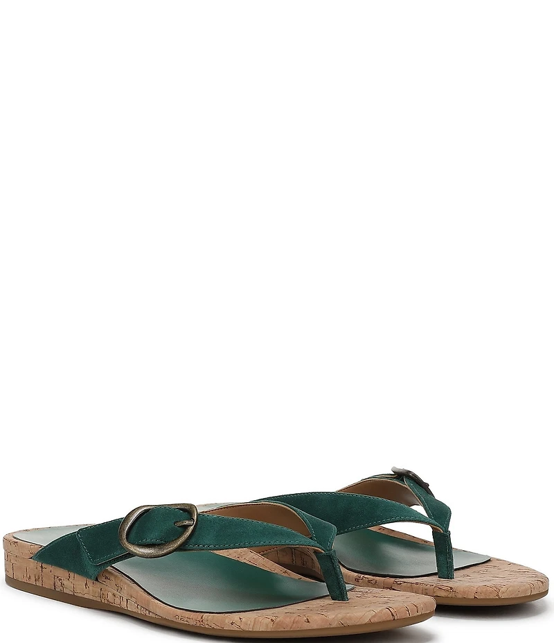 Vionic Grove Suede Mini Wedge Thong Sandals