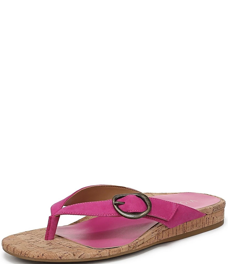 Vionic Grove Suede Mini Wedge Thong Sandals