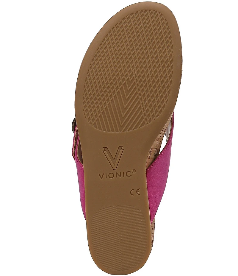 Vionic Grove Suede Mini Wedge Thong Sandals
