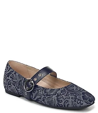 Vionic Hattie Denim Paisley Print Mary Jane Flats