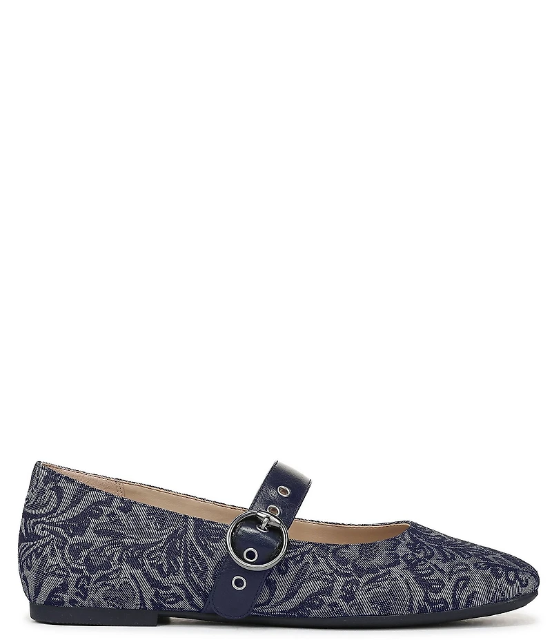 Vionic Hattie Denim Paisley Print Mary Jane Flats