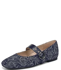 Vionic Hattie Denim Paisley Print Mary Jane Flats