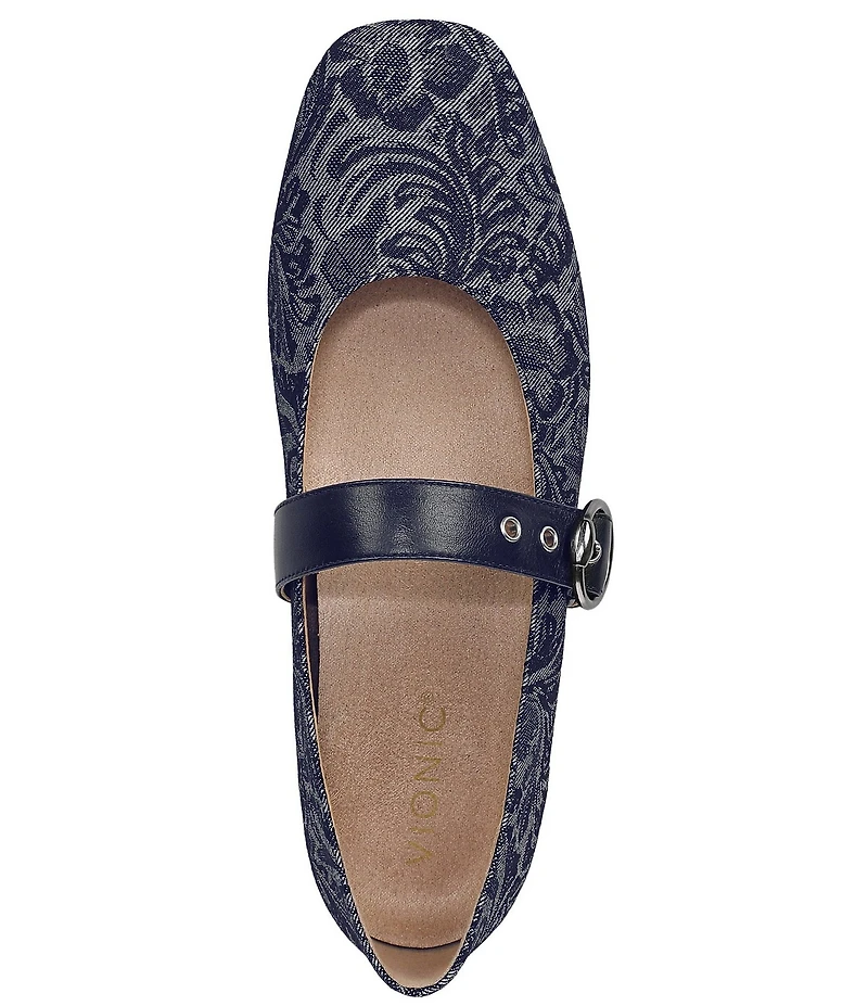 Vionic Hattie Denim Paisley Print Mary Jane Flats