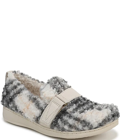Vionic Imogen Faux Shearling Plaid Slippers