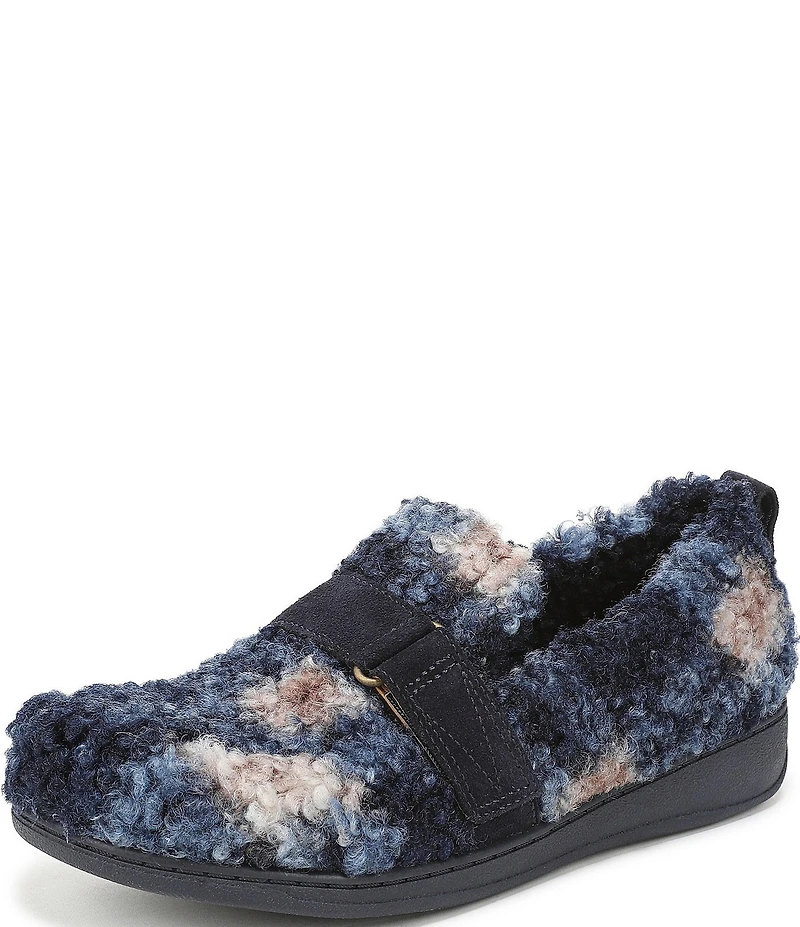Vionic Imogen Faux Shearling Plaid Slippers