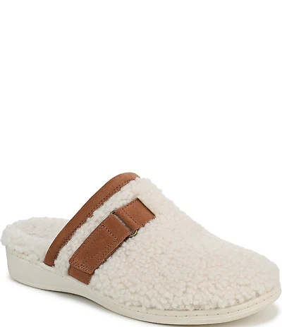 Vionic Izzy Faux Shearling and Suede Mule Slippers