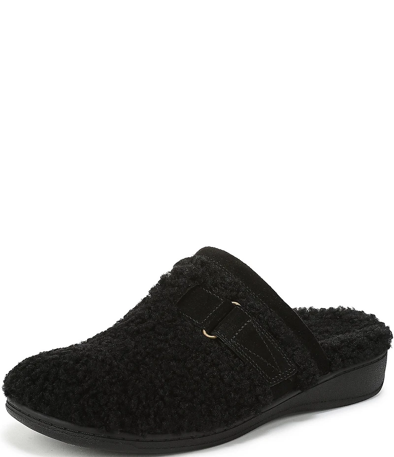 Vionic Izzy Faux Shearling and Suede Mule Slippers