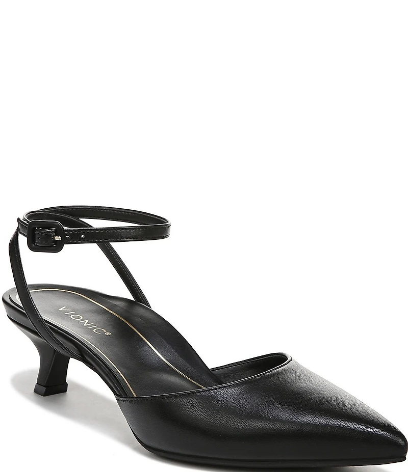 Vionic Jacynda Leather Ankle Strap Dress Pumps