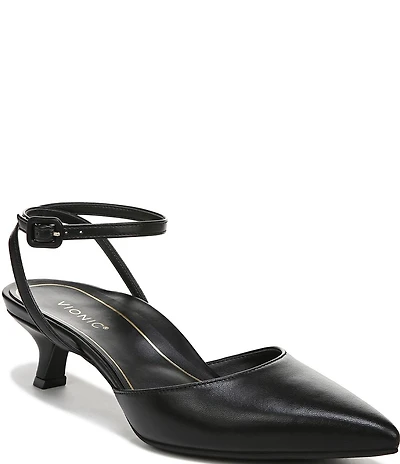 Vionic Jacynda Leather Ankle Strap Dress Pumps