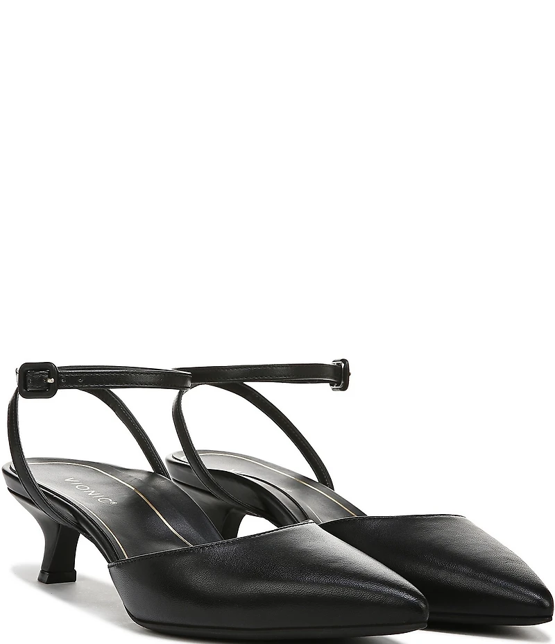Vionic Jacynda Leather Ankle Strap Dress Pumps